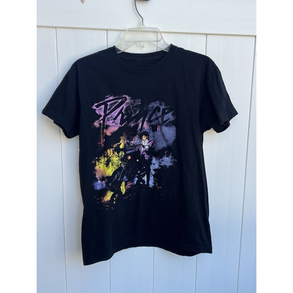 Prince Purple Rain Black T-Shirt Adult Medium Short Sleeve